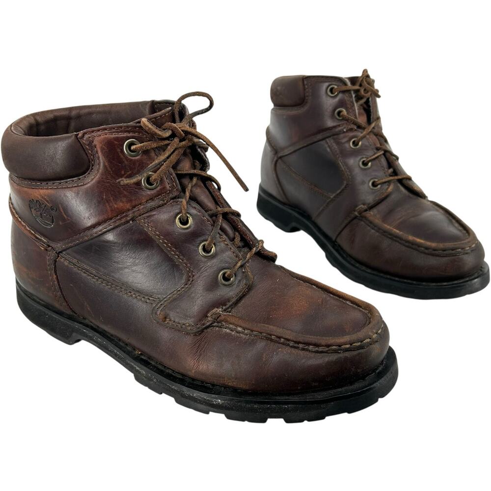 VTG Men's Brown Leather Timberland Chukka Moctoe Gore-Tex Waterproof Boots 9M